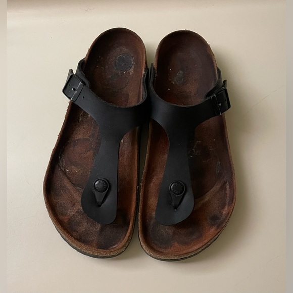 Birkenstock flip flops size 38 (7-7.5) in black - Picture 1 of 7